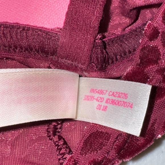 EUC Victoria's Secret PINK Lightly Lined Bralette Burgundy Velvet Size Small - Picture 7 of 8